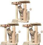 Furhaven Wrap Around Scratching Post Cover for Indoor Cats, Fits Posts Up to 3.5" Diameter, Durable & Less Mess - Tiger Tough Carpet Scratch Mat - Cream, Large (Pack of 3)