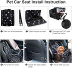 Petbobi Pet Reinforce Car Booster Seat for Dog Cat Portable and Breathable Bag with Seat Belt Dog Carrier Safety Stable for Travel Look Out,with Clip on Leash with PVC Tube (Foot)