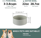 Ceramic 6.1inch Non-Slip Dog Food and Water Bowl for Small & Medium Breed Dogs,Pet Bowl for Replacement, Protects Cervical Spine (Grey)