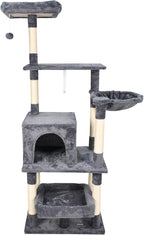 66-in Heavy-Duty Cat Tree for Large Cats, Multi-Level Tower with Sisal Scratching Posts, Plush Perch, Hammock & Condo Anti-Tip Design