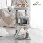 Tall Cat Tree for Indoor Large Cats or Kittens, Multi-Level Cat Activity Tree with Scratching Posts, Hammock, Cat Cave Condo, Modern Cute Small Cat Climbing Tower with Widened Perch