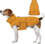 FUAMEY Dog Puffer Jacket for Medium Dogs,Dog Cold Weather Coats Winter Dogs Down Jackets Waterproof Pet Snowsuits Warm Puppy Winter Vest Turtleneck Pets Adjustable Jackets Coats Mustard Yellow M