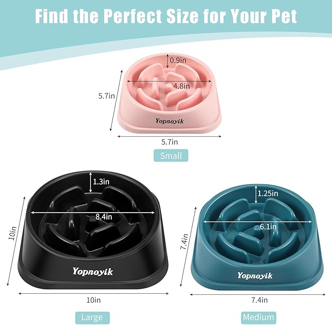 Slow Feeder Dog Bowls for Healthy Eating, Non-Slip and Anti-Choking Design, Reduces Bloating & Overeating for Large Dogs, Easy to Clean