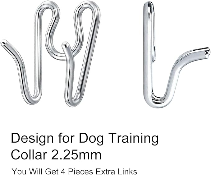 Dog Collar Extra Links Designed for Training Collars (4 Pack) Steel Chrome Plated Dog Training Collar Links (2.25mm, Silver)