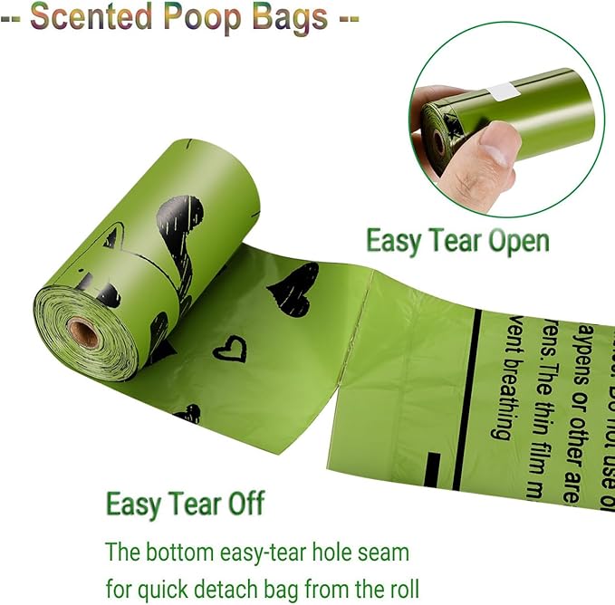 Dog Poop Bags 280 Counts: Extra Thick LeakProof Waste Bag with Dispenser for Doggy (Scented)