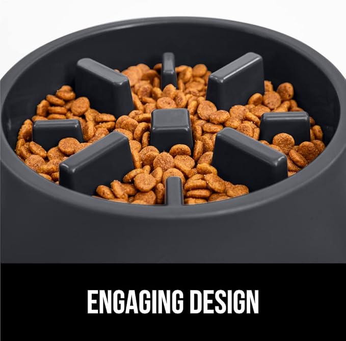 GORILLA GRIP Patented BPA Free Slow Feeder Dog Bowls, Interactive Puzzle Toy for Dogs and Cats Food Training Enrichment, Keeps Pets Busy and Prevents Puppy Overeating, Small Breeds, 1 Cup, Black