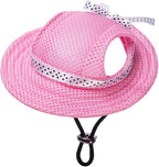 Round Brim Princess Hat Visor Hat Pet Dog Mesh Porous Sun Hat with Ear Holes for Small, Extra Small Dog Teddy, Pug, Chihuahua, Shih Tzu, Yorkshire Terriers, Papillon Pink L