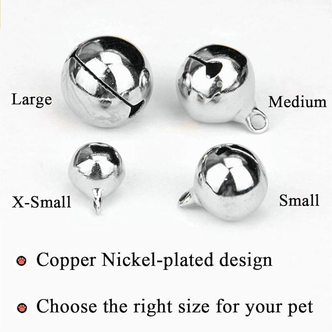 4 Sets Cat Bell for Dog Collar Charm Training Pet Pendant Accessories with 2 Pack Stainless Steel Dog Tag Clips(2 Small Silver)