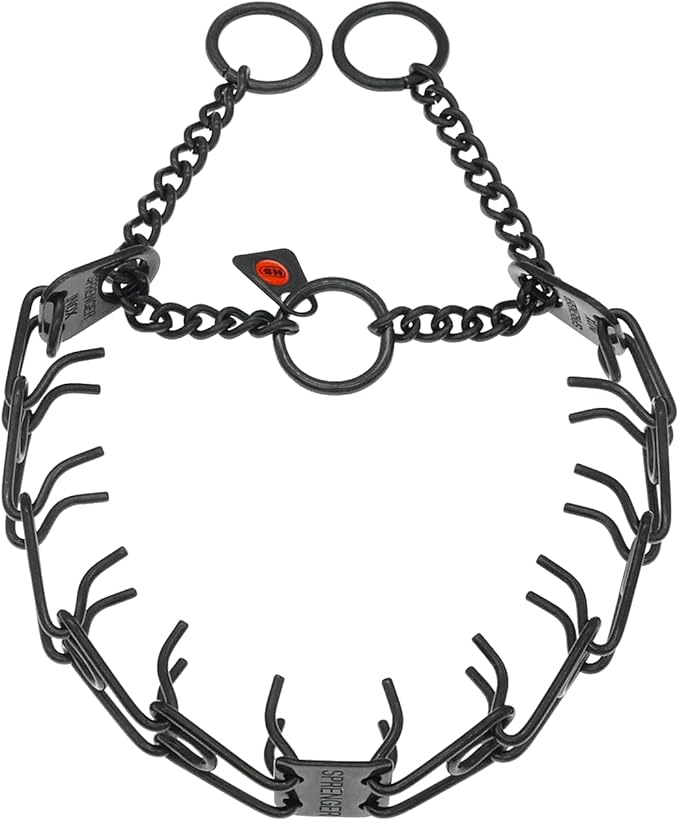 Herm Sprenger Black Stainless Steel Dog Prong Collar with Easy On Assembly Chain Professional Training Pinch Collar for Small Medium Large Dogs Made in Germany (17in X 2.25mm (Neck Size up to 13in))