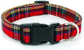 Tunkoo Christmas Plaid Dog Collar, Cute Adjustable Red Collar for Boy and Girl Dogs, Dog Collar with Strong Plastic Buckle - for Small Medium Large Pets, S