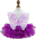 Fashion Sweet Puppy Dog Blingbling Princess Skirt Pet Dog Lace Cake Camisole Tutu Dress B-Purple XS