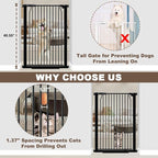 40.55" Extra Tall Baby Gate for Doorways, 54.8-57.4 in Wide Dog Gate Indoor, Walk Through Tall Pet Gates No Drilling, Pressure Mounted Child Safety Gate with Door for House Doggie, Black
