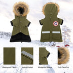 PINA Small Dog Coats - Waterproof, Warm Winter Jacket with Faux Fur Hood, Reflective, Flannel Lined, Windproof, Pocket