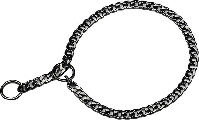 Stainless Steel P Chock Metal Chain -JYHY Dog Necklace Collars Walking Training Pet Supplies for Small Medium Large Dogs (18" (Neck Fits 14"-16"), Black)
