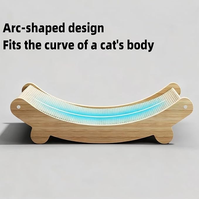 Sisal Cat Scratcher Bed for Indoor Cats Hammock for Scratching Pad Cat Chair Nartural Sisal Scratch Post for Cats Scratcher Lounge, Wooden Cat Furniture