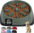 GORILLA GRIP Patented BPA Free Slow Feeder Dog Bowls, 4 Cup Interactive Puzzle Toy for Dogs and Cats Food Training Enrichment, Keeps Pets Busy and Prevents Puppy Overeating, Large Breeds, Sage Green