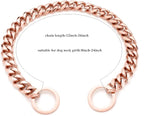 Rose Gold Dog Chain Collar 11mm/15mm/19mm Stainless Steel Cuban Link Chain Collar for Small Medium Large Dogs(15mm,14inch)
