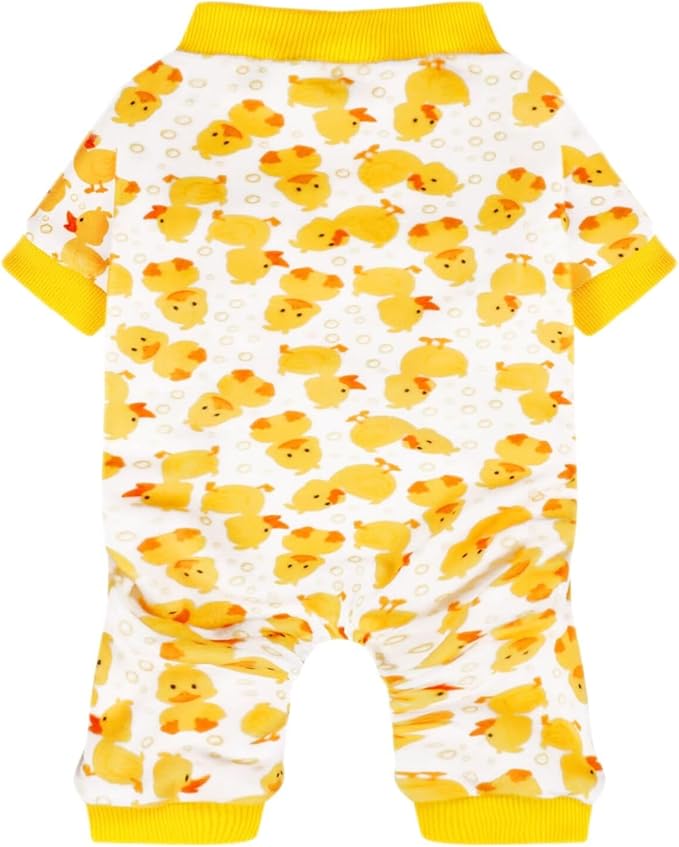 Paiaite Dog Pajamas Onesie: Comfortable Four-Legged Apparel for Small, Medium, & Large Dogs, Polyester Material for Comfort, Wrinkle Resistance, Moisture Wicking, Stretchiness Cartoon Duck XXL