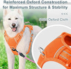 BARKBAY Dog Harness No Pull Oxford with ID Tag Pocket - Heavy Duty, Reflective, Easy Control for Large Dogs(Pumpkin Oxford,M)