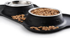 Hubulk Pet Dog Bowls 2 Stainless Steel Dog Bowl with No Spill Non-Skid Silicone Mat + Pet Food Scoop Water and Food Feeder Bowls for Feeding Small Medium Large Dogs Cats Puppies (Extra Large, Black)