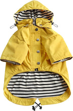 Morezi Dog Zip Up Raincoat with Reflective Buttons, Rain/Water Resistant, Adjustable Drawstring, Removable Hood, Raincoats with Legs 8lbs to 80lbs Available - Yellow - S