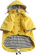 Morezi Dog Zip Up Raincoat with Reflective Buttons, Rain/Water Resistant, Adjustable Drawstring, Removable Hood, Raincoats with Legs 8lbs to 80lbs Available - Yellow - XXL
