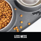 GORILLA GRIP Feeding Mat Bowl Set, 3 Cup 100% Waterproof BPA Free Silicone Base, 304 Stainless Steel Cat and Dog Bowls for Food and Water, Slip Resistant, High Edge, US Designed, Patent Pending, Gray