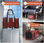 Fashion Dog Carrier Pet Carrier Airline Approved Cat Carrier for Small Dogs Cats Under 15 Lbs, Vegan Leather Collapsible Soft Sided Travel Puppy Carrier