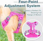 BARKBAY Dog Harness No Pull Oxford with ID Tag Pocket - Heavy Duty, Reflective, Easy Control for Large Dogs(Pink Oxford,M)
