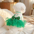 Furbabycare® Elegant Sweet St. Patrick's Day Puppy Dog Blingbling Princess Skirt Pet Dog Lace Cake Camisole Tutu Dress B-Green-2 X-Small