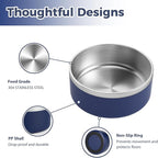 Stainless Steel Dog Bowl, Metal Water and Food Dish for Large Dogs, Insulated Non-Slip Pet Bowl, Easy Clean, 64oz, Blue