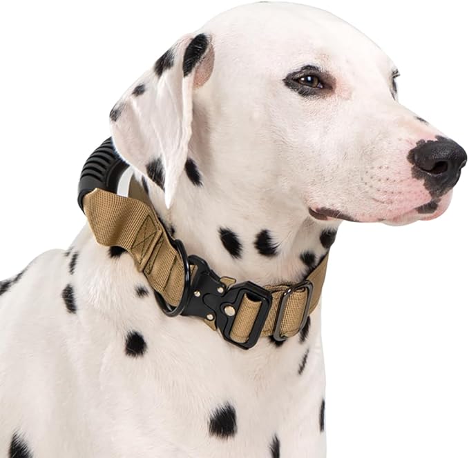 JSXD Tactical Dog Collar, 1.5 Inch Wide, Heavy Duty Military Training Collar with Handle, Metal Quick Release Buckle, 1000D Nylon, for Medium Large Dogs