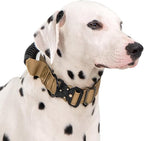 JSXD Tactical Dog Collar, 1.5 Inch Wide, Heavy Duty Military Training Collar with Handle, Metal Quick Release Buckle, 1000D Nylon, for Medium Large Dogs