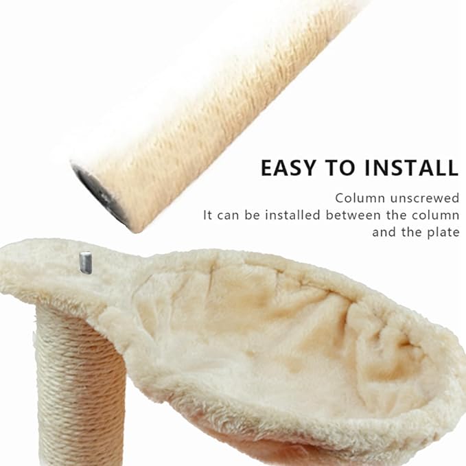 Cat Hammock Bed, 17inch Spoon-Shape Soft Plush Cat Tree Hammock, Plush Covered Cat Bed, Scratch-Proof Cat Tree Replacement Parts for Cats