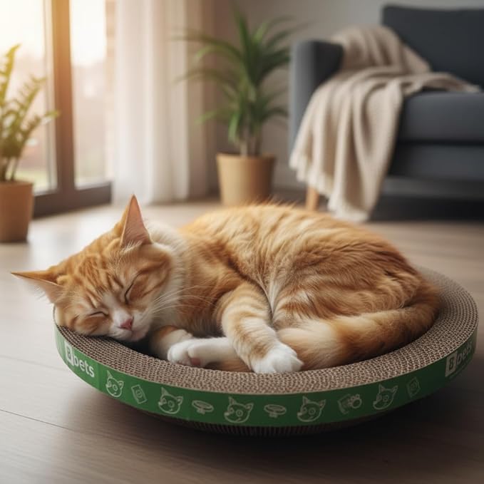 Cardboard Cat Scratchers Pack, Long-Lasting Cardboard Cat Durable Scratching Pads to Protect Furniture, Sturdy Corrugated Design, Safe for Claws (B-Scratcher Round Pack x 10)