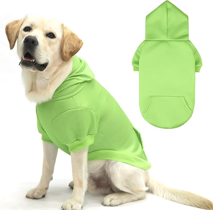 KOOLTAIL Dog Hoodie for Large Medium Small Dogs, Soft and Warm Pet Sweater with Leash Hole and Pocket Boy Girl, Puppy Fall Winter Jacket Clothes, French Pitbull Cold Weather Coat Sweatshirt,Green L