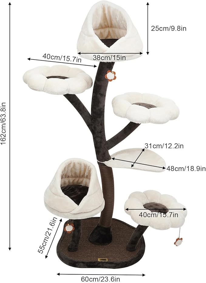 6-Tier Cat Tower for Indoor Cats, Multi-Level Durable Cat Scratching Post Heavy Duty Cat Trees with Scratching Post for Indoor Cats
