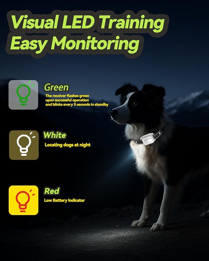 Dog Shock Collar, Dog Training Collar with Remote Control 3300FT Range, Electric Collar with Smart Light, Rechargeable Waterproof E Collar with for Small Medium Large Dogs(2pc-BB)