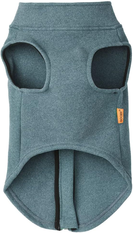 Gooby Zip Up Microfiber Fleece Dog Sweater - Turquoise, X-Small - Warm Double Layered Step-in Jacket Without Ring Leash - Winter Sweaters for Small and Medium Dogs