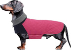 Geyecete Dachshund Coat,Dachshund Winter Coat,Warm Waterproof Windproof, High Neckine String Holes Miniature Dachshund Jacket for Small Dog-Pink-XS