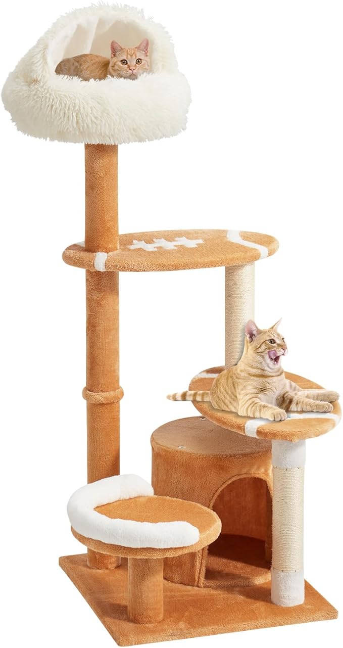 Erinnyees 51" Football Cat Tree Tower for Indoor Cats, Game Day Sports Themed Cat Condo with Sisal Scratching Posts & Hammock, Unique Pet Furniture Gifts for Fans