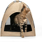 FURRYTAIL Cat Bed for Indoor Cats, Cat Houses, pet beds for cat and Small Dogs,Cat Tent, Kitten Bed, Cat Hut, Cat Cave with Removable Washable (Beige)