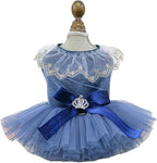 Fashion Sweet Puppy Dog Blingbling Princess Skirt Pet Dog Lace Cake Camisole Tutu Dress D-Navy M