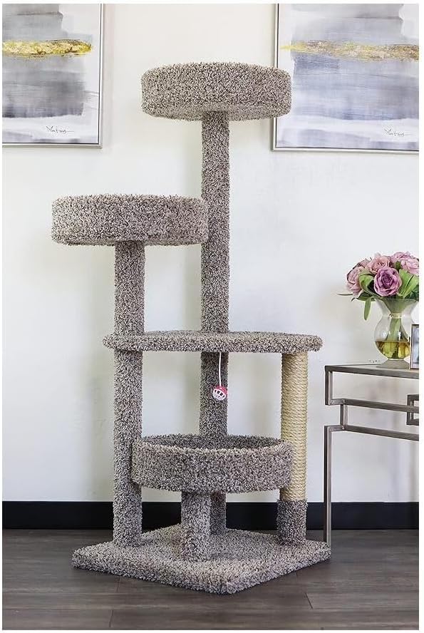 Maykoosh Artisanal Abode Sturdy Tower with Beds - 30" L x 29" W x 54" H, for All Breed Sizes for Scratching, Climbing, Cuddling, Extra Thick Base Speckeled/30 L x 29" W x 54" H