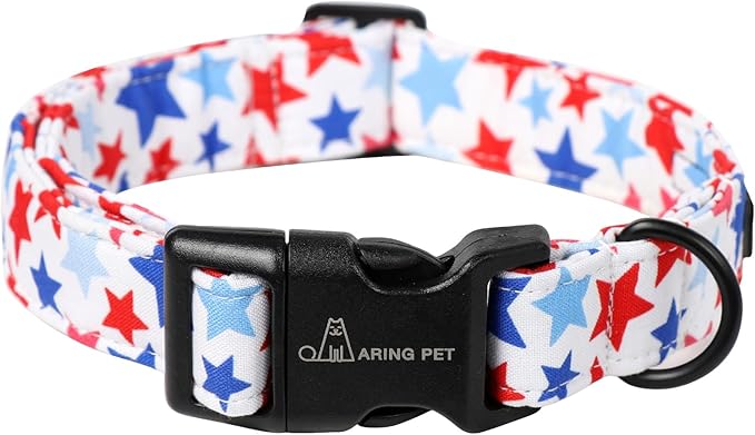 ARING PET 4th of July Collars for Dogs, Fourth of July Patriotic American Star Red White Blue Dog Collar for Puppy Small Medium Large Boy Girl Doggy-M