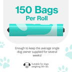 PawPail Scented Poop Bags For Dogs - 1 Roll of 150 XL Dog Waste Bags - Mild Floral Scent - Leakproof & Durable - For Pet Waste Station