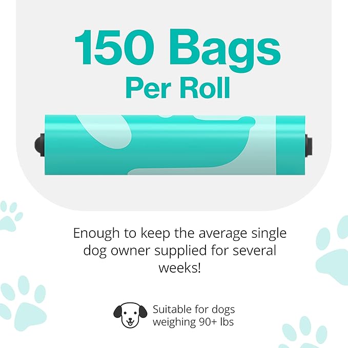 PawPail Scented Poop Bags For Dogs - 1 Roll of 150 XL Dog Waste Bags - Mild Floral Scent - Leakproof & Durable - For Pet Waste Station