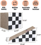 Simple Delxue Cat Scratching Board with Ball, Triangle Cat Scratching Cardboard, Multiple Scratching Angles, 2-in-1 Scratching Lounge Bed, Recyclable and Durable, Furniture Protector, Black and White