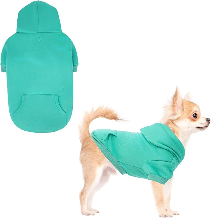 KOOLTAIL Dog Hoodie for Small Medium Dogs Cats,Soft&Warm Pet Sweater with Leash Hole and Pocket Boy Girl,Puppy Fall Winter Jacket Clothes,French Pitbull Cold Weather Coat Sweatshirt,Blue XS