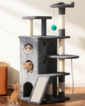【Tank-Sturdy Tower】 PetDance Heavy Duty Cat Tree for Cats Fits Kittens to XL Maine Coons, Cat Tower with Scratching Posts, Cat Climber with 3 Spacious Hideaway, Light Gray